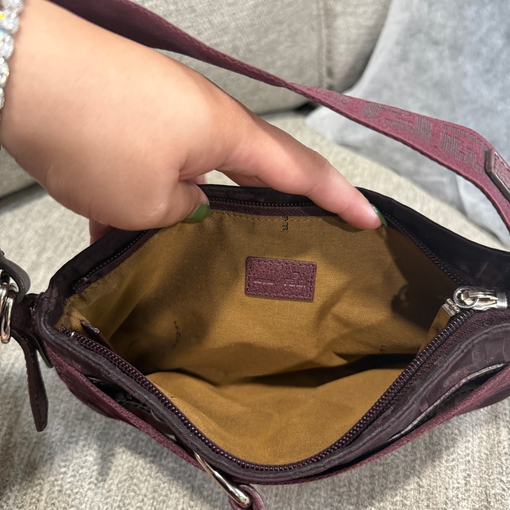 Fendi Burgundy Baguette Shoulder Bag with Silver Hardware - Picture 9 of 12